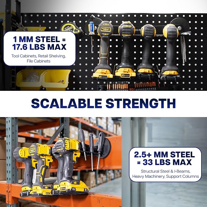 VIVO Magnetic Power Tool Organizer, Utility Storage Rack Shelf with 9 Screwdriver Holders, Wall Mount Heavy-Duty 4 Cordless Drill Holder, Removable Tool Rack for Garage, Workshop, Black, MOUNT-MAGPT1