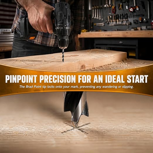 Extra Long 9" Brad Point Wood Drill Bit Set Metric - 7 Pack Carpenters Quality - Drill Splinter-Free Perfectly Round Holes in All Types of Wood (4mm, 5mm, 6mm, 7mm, 8mm, 10mm, 12mm)