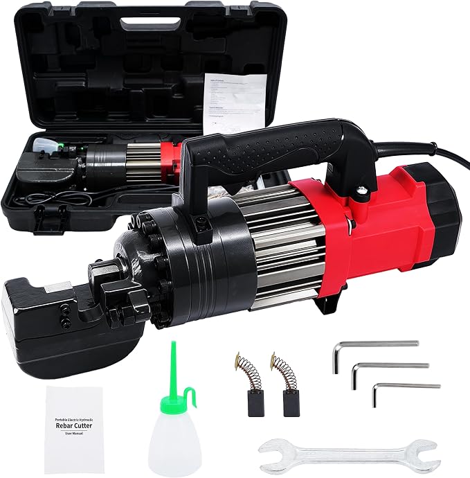 RC-22 1400W Electric Hydraulic Rebar Cutter Tool, Cuts 3/16"(5mm)–7/8"(22mm) #7 Rebar, Fast 2–3s Cutting Speed, 110V Portable Rebar Shear Machine with Pure Copper Motor and Toolbox