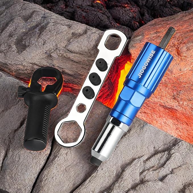 Professional Rivet Gun Adapter Kit,Electric Power Drill Rivet Attachment,Easy Processing for Pop Riveting Work,4 Rivet Heads 2.4mm 3.2mm 4.0mm 4.8mm and 80pcs Rivet Nails