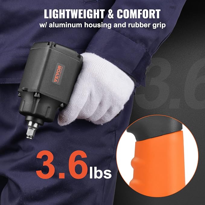 VEVOR Air Impact Wrench, 3/8-Inch Drive Air Impact Gun, Up to 690ft-lbs Nut-busting Torque, Lightweight Pneumatic Impact Wrench for Auto Repairs and Maintenance