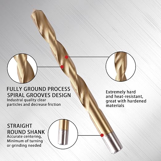 230 Pcs Drill Bit Set, 135° Tip Titanium Coated High Speed Steel, Twist Drill Bit Kit for Iron, Aluminum Alloy, Copper, Wood, Plastic, with Hard Storage Indexed Box 3/64''-1/2''
