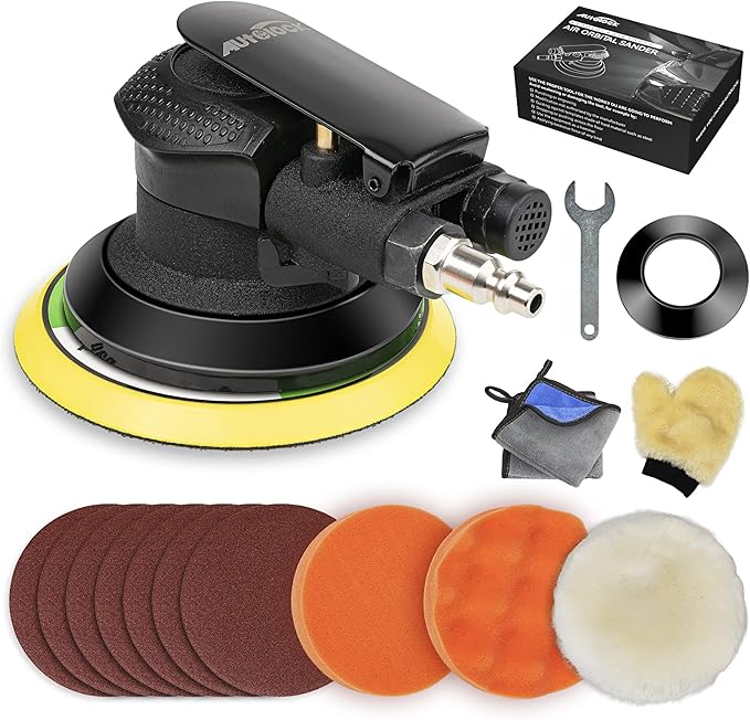 Autolock 5 Inche Air Random Orbital Sander, Pneumatic Palm Car Sander For Wood Polisher Metal, Auto Body Work, Da Sanders, Dual-action Sander(1pcs)