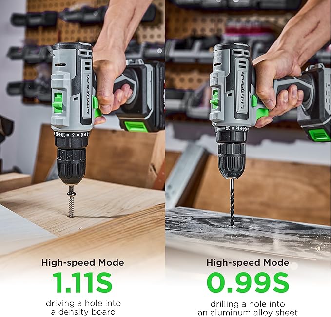 Cordless Drill Set, 20V Power Drill with Battery 2.0Ah and Charger, 3/8-Inch Keyless Chuck Electric drill, 18+1 Position, 2 Variable Speed, 380 In-lb Torque (Green)