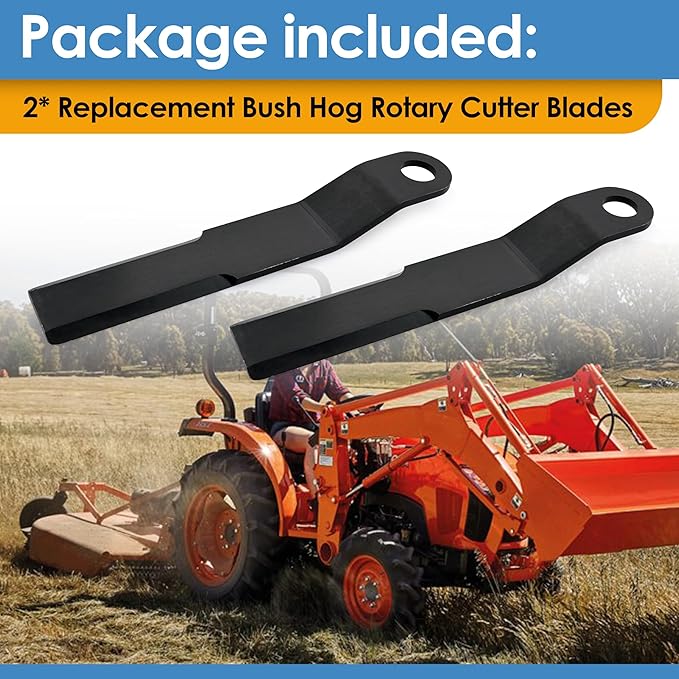 Heavy Duty AR400 Steel Replacement Bush Hog Rotary Cutter Blades, for Mower King Skidsteer Brush Hog Cutter Replacement Blades Rotary Grass Cutter (2 Blade Set)