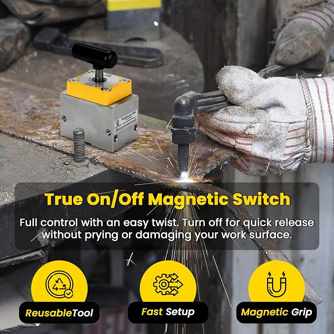 Magswitch MagSquare 400 Magnetic Welding Square Base Clamp Holder for Welding Kit, Tools, Supplies and Accessories, Magnet Switch with On/Off Capabilities, 400 lb Holding Force | Improves fabrication accuracy with a 400 lb switchable magnetic square fo...
