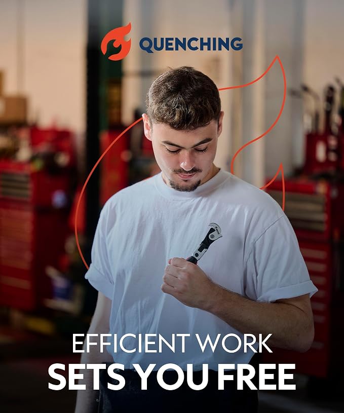 QUENCHING Self Adjusting Crowfoot Wrench, 7.5" Auto Jaw 5/16" to 11/16", 8 to 17 mm, Rust Resistant & Power Grip, Space-Saving Alternative to Wrench Sets for Car and Home Repairs