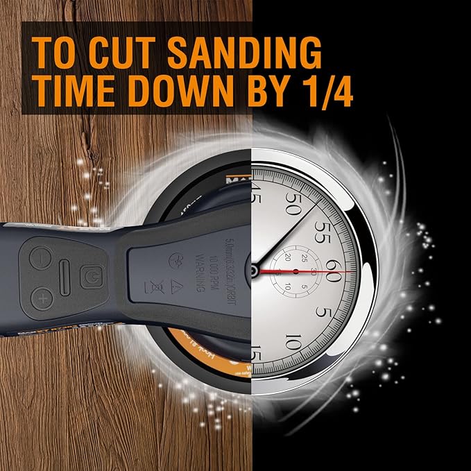 MAXXT Electric 5mm Random Orbital Sander, Palm Sander with Brushless Motor, 5/6Inch Sanding Pads, Central Vacuum, Sanders for Woodworking, Raw Wood and Panel Processing