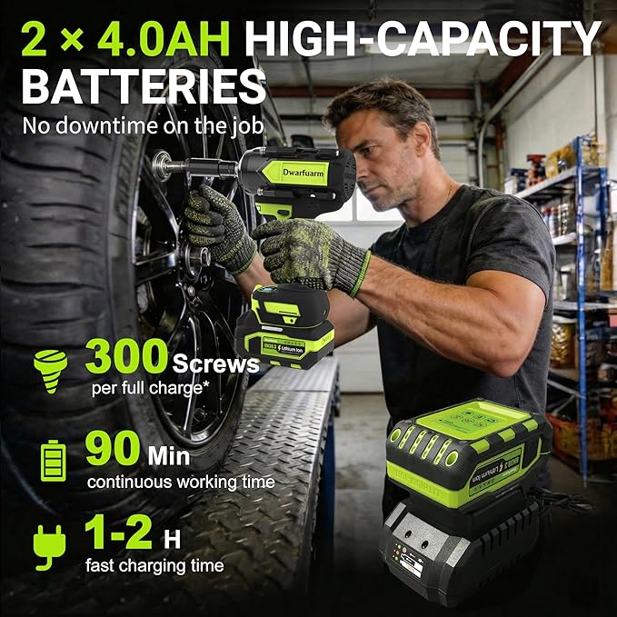 Cordless Impact Wrench 1/2 Inch, 1200N.m High Torque Brushless Impact Gun, 21V Power Impact Driver with 2×4.0Ah Batteries, 3-Speed modes & LED Light, 5 Sockets for Car/Mower/Pickup/Truck/RV