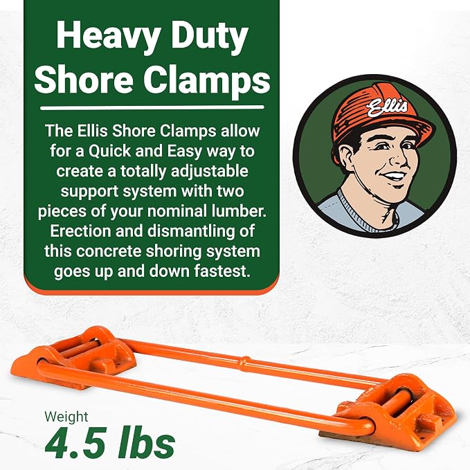 Ellis Shore Clamps - 4x6 Lumber Size, Adjustable Support System, Durable & Secure, Long-Lasting for Woodworking