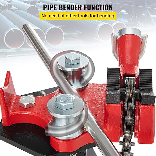 VEVOR Tripod Pipe Chain Vise, 1/8"-5" Pipe Capacity, 36.4“ Length Chain Vise Stand with Portable Folding Steel Legs, for Grabbing, Supporting and Bending Pipes in Factory, Workshop and Home