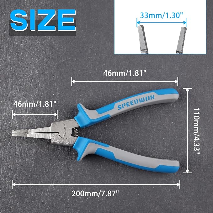 SPEEDWOX 8" Special Lock Ring Pliers Straight Jaw Pliers Snap Ring Pliers
