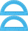 Unjoo Plastic Protractor Math Protractors 180 Degrees for Geometry Classroom Student School Office Supplies, 6 Inch, Pack of 2 (Blue)