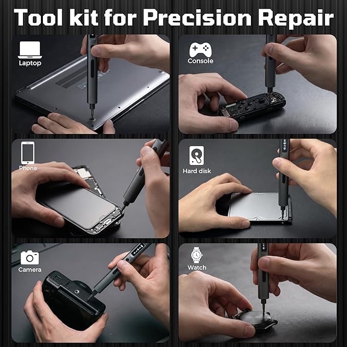 Mini Electric Screwdriver Set 3.7V, 62 in 1 Precision Screwdriver Set, Cordless Screwdriver Rechargeable with 60 Bits, Power Repair Tool Kit for rc Car, Phone, Camera, Laptop