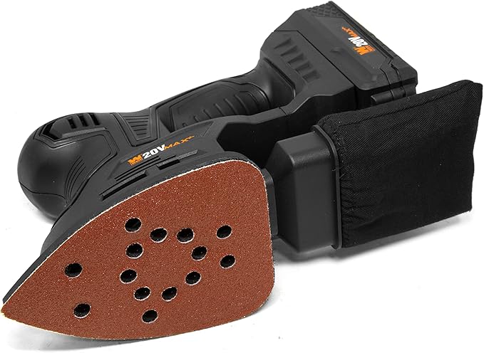 WEN Cordless Palm Sander with 20V Max 2.0 Ah Lithium-Ion Battery and Charger (20401) Black