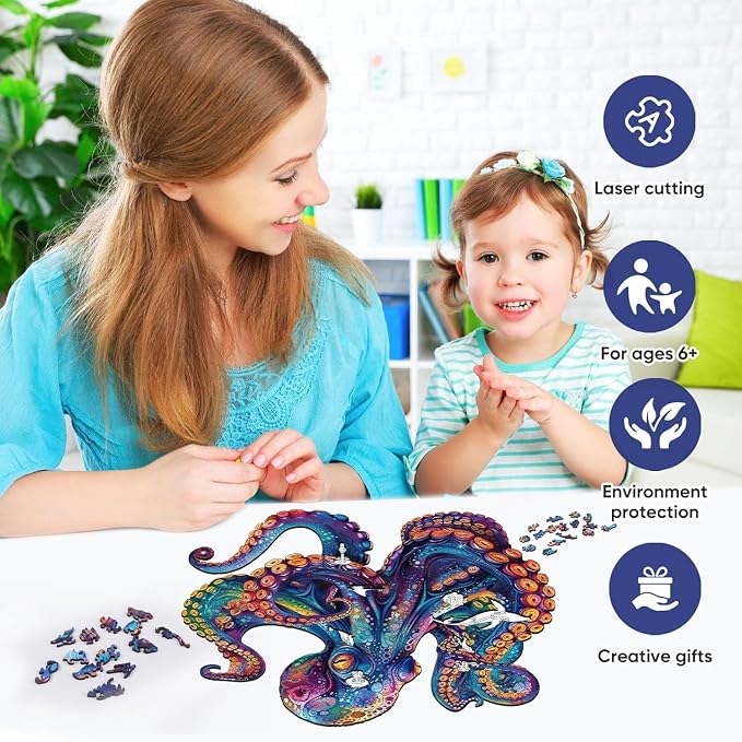 Qiuenisray Wooden Puzzle for Adults, Wooden Jigsaw Puzzles, Beautiful Wooden Puzzle with Box Birthday Gifts for Adults and Kids Family Game 300 Pieces 12.8x12.7 in
