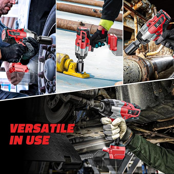 Cerycose Cordless Impact Wrench 1/2 inch Compatible with Milwaukee 18V Battery: 1700FT-LBS High Torque Impact Wrench with 6 Sockets & Case, Brushless Electric Impact Gun with LED Work Light, Bare Tool