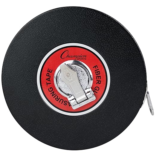 Champion Sports Closed Reel Measure Tape – 100 ft / 30 m, Hand Crank, Dual-Sided Feet & Meters