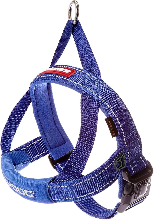 EzyDog Quick Fit Dog Harness, Soft Neoprene Padding - XX-Small, Blue | Fast One-Click Buckle, Adjustable Fit, Strong Reinforced Materials, Reflective Stitching, No Pull Dog Harness, Easy Walking