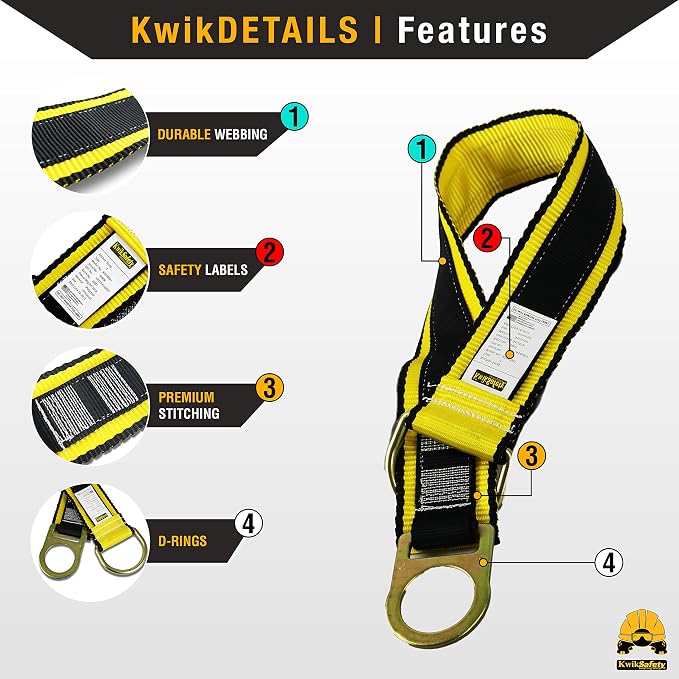 KwikSafety - Fall Protection Safety Harness - Construction & Roofing Fall Arrest Safety Harnesses - ANSI OSHA Compliant