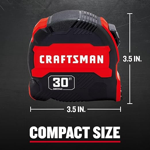 CRAFTSMAN 30-ft Tape Measure with Fraction Markings, Retractable (CMHT37445S)