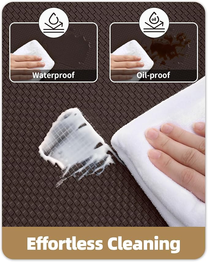 Color&Geometry Anti Fatigue Cushion Kitchen Mat for Floor -17"x59",Easy Clean, Water & Oil Proof, Anti Slip, Foam Rubber Runner Rug for Front Sink Comfort Standing,Brown