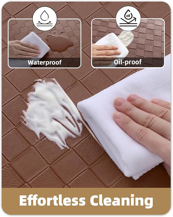 Color&Geometry Anti Fatigue Cushioned Kitchen Floor Mats,24"X59",Long Runner Rug Non Slip Waterproof,Memory Foam Padded Standing Mat for Front Sink,Brown