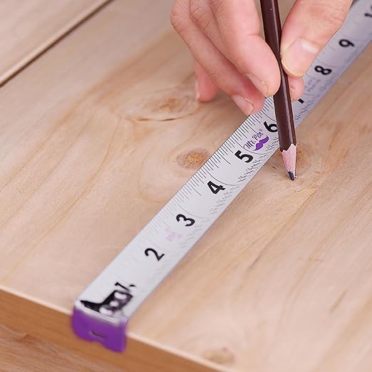 Mr. Pen- Retractable Tape Measure 25 ft, Purple, Easy Read, Steel Retractable Measuring Tape with Fractions, Ideal for Construction & DIY Projects