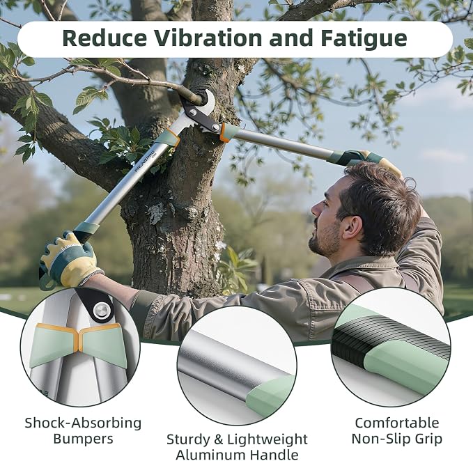 PrunePro® Loppers for Tree Trimming Stainless Steel Branch Cutter Heavy Duty Bypass Tree Pruner Rust Resistant Sharp Blade Up to 2" Tree Limb Trimmer for Gardening