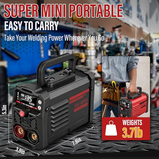 Stick Welder,Upgraded MMA-135PRO Welding Machine 110V,ARC/Lift TIG 2 In 1 Mini Welder Machine,Home DIY Arc Welder,Portable Welder with Hot Start,Arc force and Anti-Stick (Black)