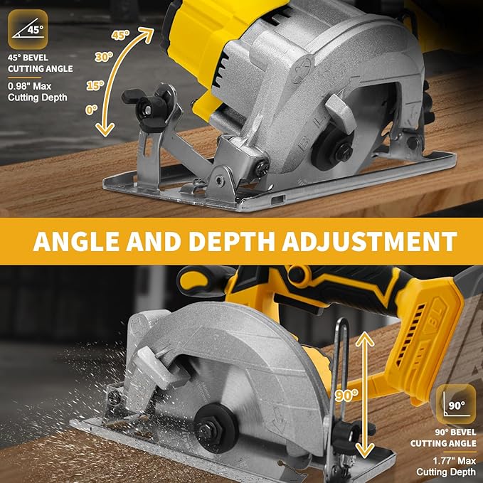 5.5 Inch Circular Saw Compatible with Dewalt 20V Max Battery(No Battery), Brushless Round Saw Kit, 0-45° Cutting Bevel, 6200 RPM, Idea for Wood Plastic Soft Metal