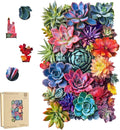 Delobil Rectangular Succulent Wooden Puzzles,500 Pieces Jigsaw Puzzles 18.5'' x11.7'', Unique Design Wooden Puzzles for Adults and Kids, Family Game Gift Royal Size