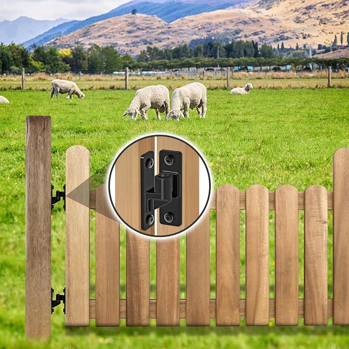 Heavy Duty 4.9" Gate Hinges, Steel Hinges with Electroplated Coating, 4‑Pack Wall‑Mount Female & Male Hinges for Fences & Farm Gates, 600 lbs Capacity