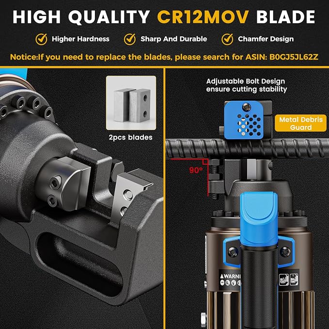Anbull 1000W Electric Hydraulic Rebar Cutter, Cutting up to 5/8 Inch 4-16mm #5 Rebar, with Replaceable Jaw Blades, Cutting Speed 2-2.5S (EC-16)