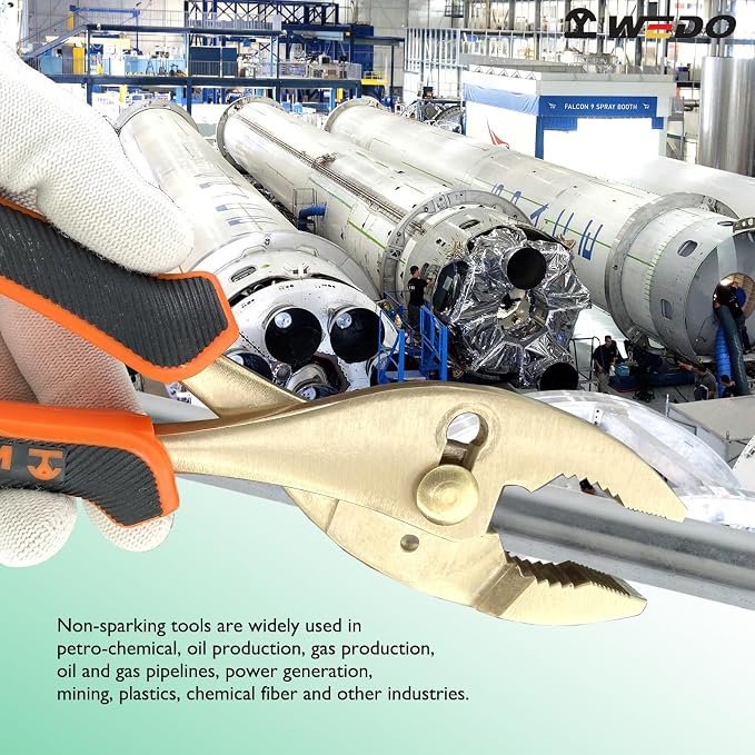 WEDO Non-Sparking Slip Joint Pliers 6", Spark-free Safety Wire Cutter Pliers, DIN Standard, BAM & FM Certificate, Opening Max 8mm, Aluminum Bronze
