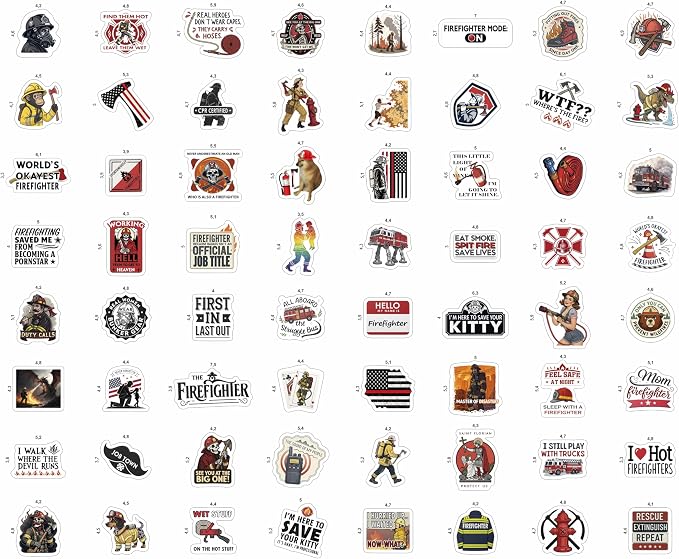 100Pcs Funny Firefighter Stickers for Helmets, Water Bottles, Laptop - Fireman Stickers for Hard Hat - Firefighter Gifts for Men - Fireman Party Supplies & Decorations