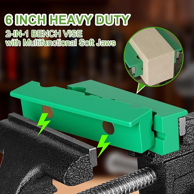 6-Inch Bench Vise, 2-In-1 Drill-Free Table Vice for Workbench