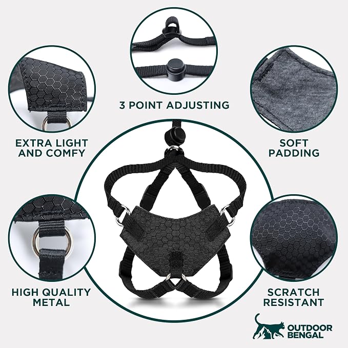 Houdini™ Escape Proof Cat Harness and Leash (Turquoise, M/L) | Adjustable walking vest with 6ft lead, breathable mesh, secure snug fit, lightweight for travel, hikes and daily adventures