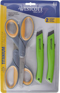 Westcott 2 Titanium Bonded Scissors and 2 Ceramic Utility Cutters, 4-Pack