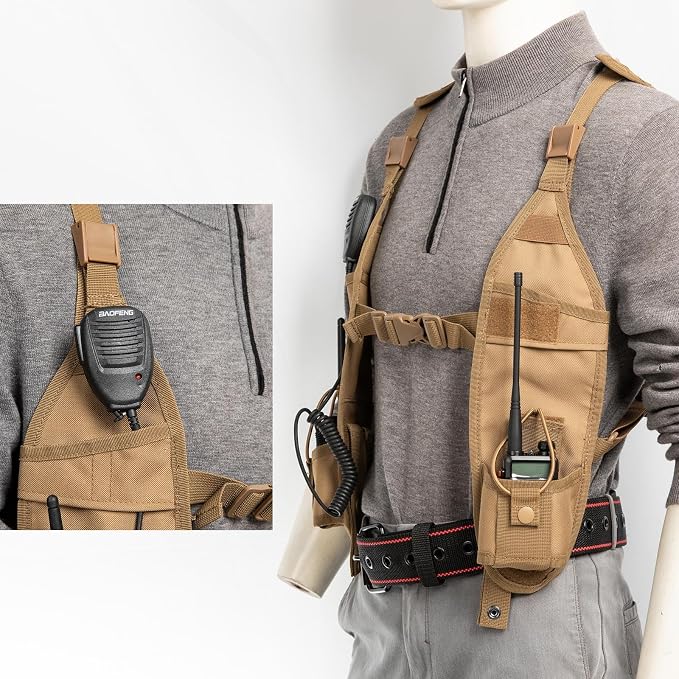 Radio Shoulder Harness Holster Chest Holder Universal Vest Rig for Police Firefighter Two Way Radio Search Rescue Essentials