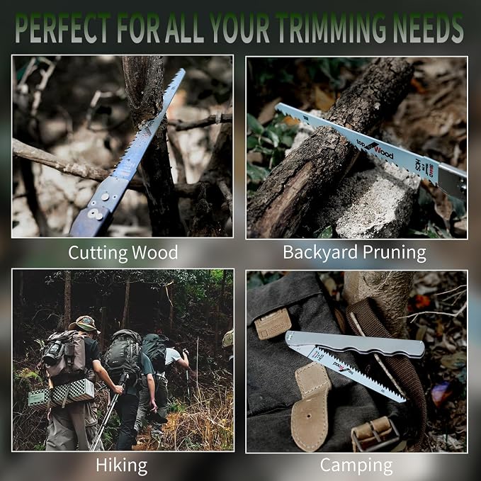 Titanium Folding Hand Saw, 13 Inch Camping Saw Heavy Duty High Carbon Steel Blade for Wood Cutting, Tree Trimming and Gardening