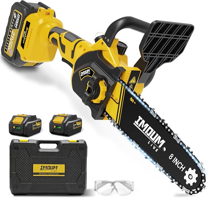 8 Inch Mini Chainsaw Cordless, Brushless Electric Chainsaw with 2x 21V 3.0Ah Batteries, Tool-Free Chain Tension & Auto Oiler, Handheld Pruning Chainsaw for Tree Trimming Wood Cutting, 2026 Upgraded
