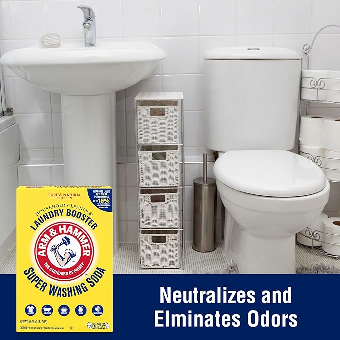 ARM & HAMMER Super Washing Soda Household Cleaner and Laundry Booster, 55 oz (Pack of 2)
