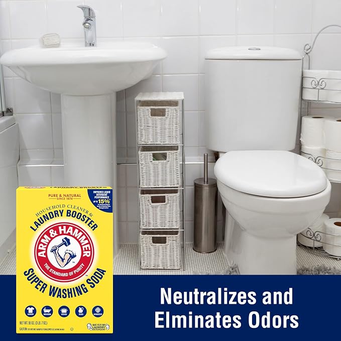 ARM & HAMMER Super Washing Soda Household Cleaner and Laundry Booster, 55 oz (Pack of 2)