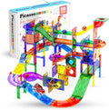 PicassoTiles 108 Pcs Marble Run with Race Track Set with Magnetic Tiles Cars and Marbles STEM Learning Toy 3-in-1 Building Construction Kit for Indoor Activity Development Boys & Girls Ages 3+ PTG108