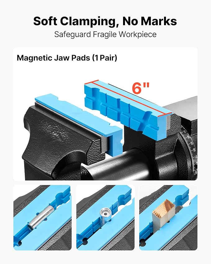 VEVOR Heavy Duty Bench Vise, 5.5" Jaw Width, Double Swivel Rotating Multi-Purpose Bench Vise, with 360° Locking Swivel Base and Head, 2.76" Throat Depth, 5" Max Jaw Opening, for Drilling Pipe Cutting