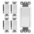 ENERLITES 4-Way Decorator Light Switch, Four Way Rocker Switch, Gloss Finish, Ground Wire Lead Attached, Residential/Commercial Grade, 15A 120V/277V, UL Listed, 94150-W-5PCS, White, 5 Pack