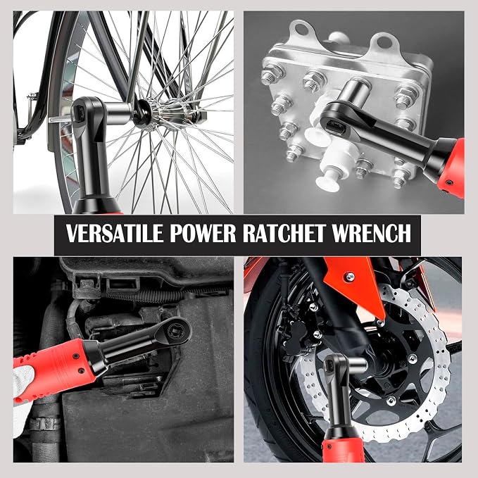 3/8" Cordless Electric Ratchet Wrench Set, 12V Power Ratchet Tool Kit With 2 Packs 2000 mAh Battery And Charger, 45 FT-LBS Battery Powered Wrench with Infinitely Variable Speeds