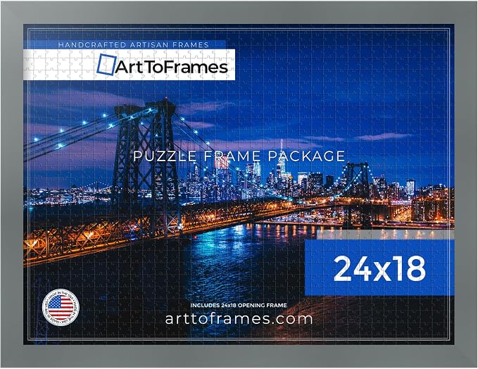 ArtToFrames Puzzle Frame for Buffalo Games 400, 750 Piece Jigsaw Puzzles, 24x18 Inch (61x46 cm), Granite Engineered Wood with Economy Acrylic, Ready to Hang Puzzle Display