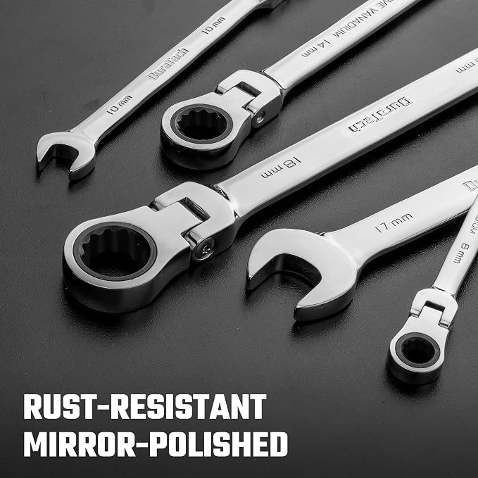 DURATECH 18mm Flex-Head Ratcheting Combination Wrench, Metric | 72-Tooth, CR-V Steel